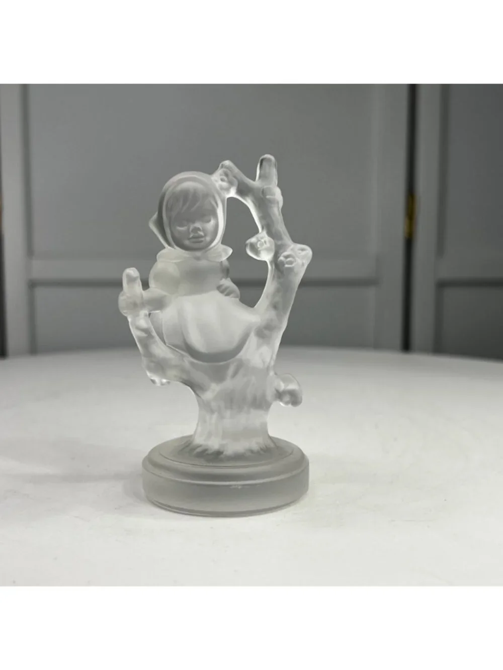 Vintage Goebel Hummel Apple Tree Girl Crystal Frosted Glass Figurine 1992
